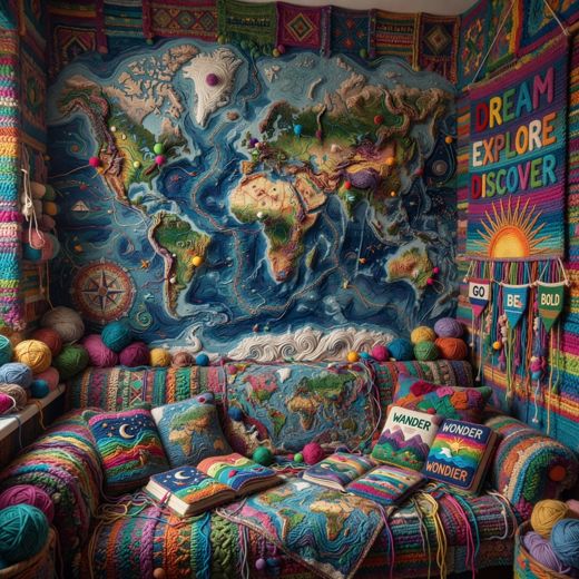 Knitted Greenhouse Pumpkins Vegetables — free Maximalist Yarn Rooms knitted art print