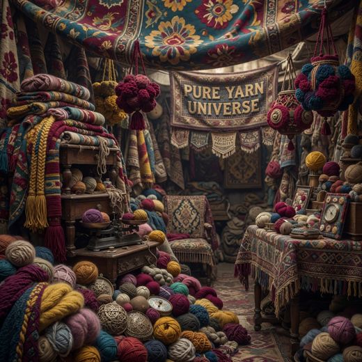 Pure Yarn Universe Shop Sign — free Maximalist Yarn Rooms knitted art print