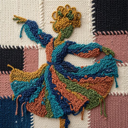 Abstract Yarn Ribbon Shape — free Mixed Portrait Studies knitted art print