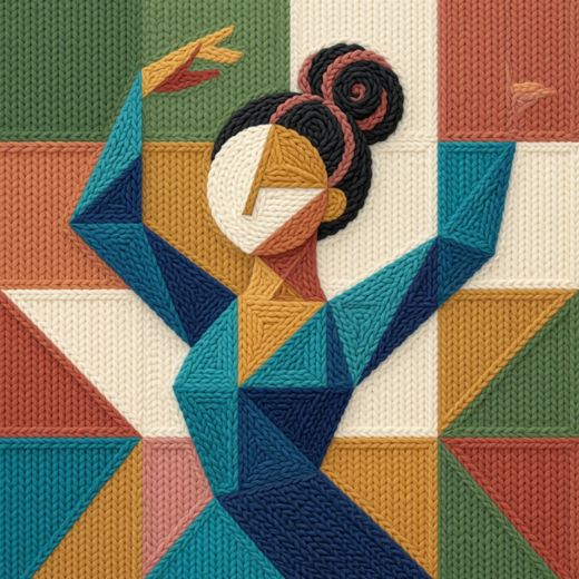 Abstract Geometric Dancer — free Mixed Portrait Studies knitted art print