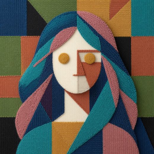 Abstract Geometric Face — free Mixed Portrait Studies knitted art print