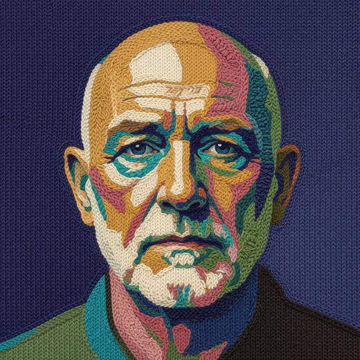 Bald Elderly Man Portrait — free Mixed Portrait Studies knitted art print