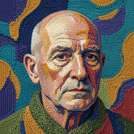 Bald Man Portrait — free Mixed Portrait Studies knitted art print