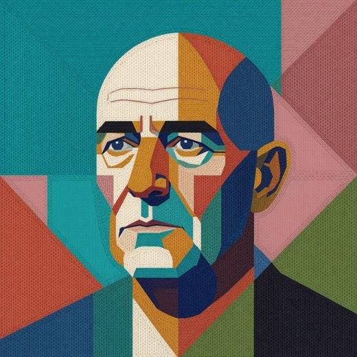 Bald Man Portrait — free Mixed Portrait Studies knitted art print