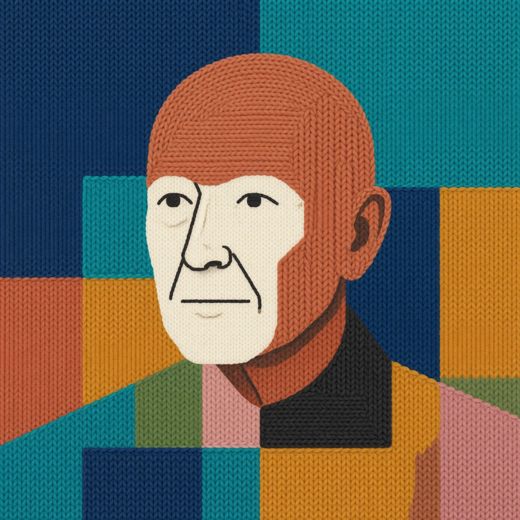 Bald Man Portrait — free Mixed Portrait Studies knitted art print