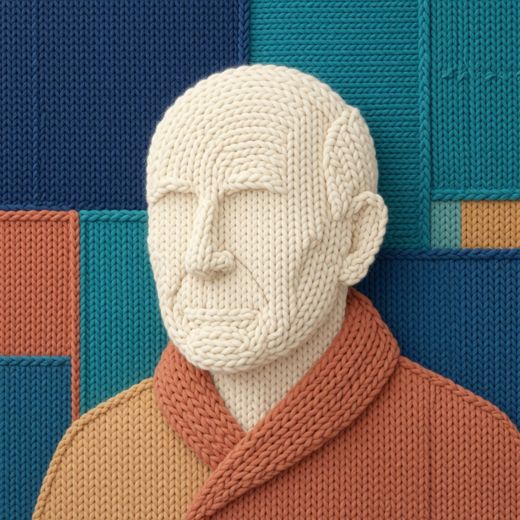 Bald Man Portrait — free Mixed Portrait Studies knitted art print