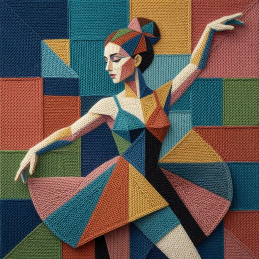 Ballet Dancer Figure — free Mixed Portrait Studies knitted art print