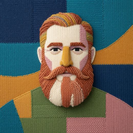 Bearded Man Portrait — free Mixed Portrait Studies knitted art print