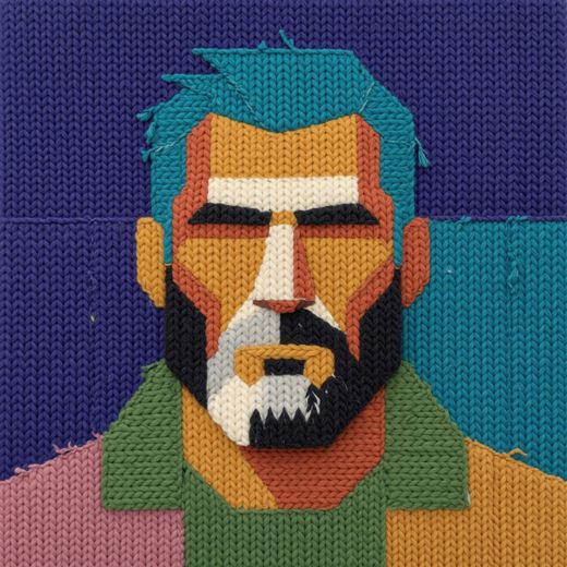 Bearded Man Portrait — free Mixed Portrait Studies knitted art print