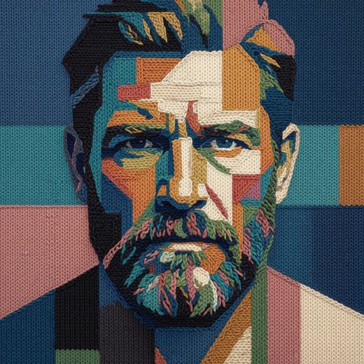 Bearded Man Portrait — free Mixed Portrait Studies knitted art print