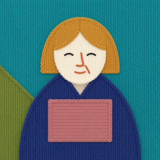 Blonde Girl Portrait — free Mixed Portrait Studies knitted art print
