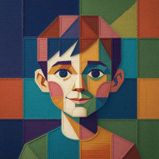Boy Portrait — free Mixed Portrait Studies knitted art print