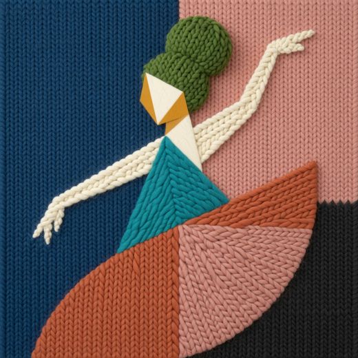 Dancing Abstract Figure — free Mixed Portrait Studies knitted art print