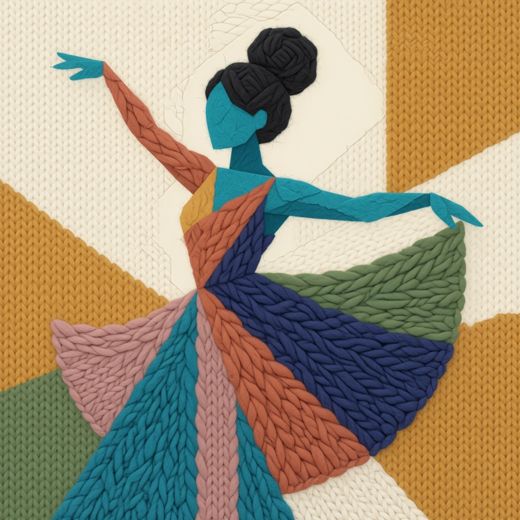 Dancing Ballerina Figure — free Mixed Portrait Studies knitted art print