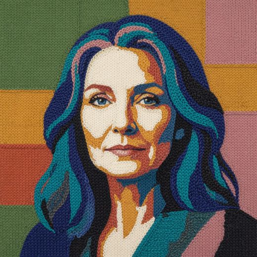Dark Haired Woman Portrait — free Mixed Portrait Studies knitted art print