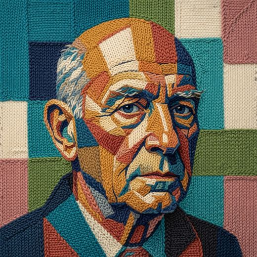 Elderly Man Portrait — free Mixed Portrait Studies knitted art print