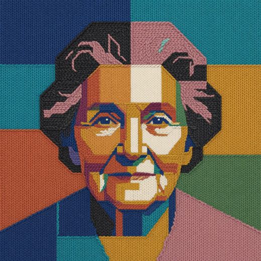 Elderly Woman Portrait — free Mixed Portrait Studies knitted art print