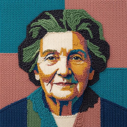 Elderly Woman Portrait — free Mixed Portrait Studies knitted art print