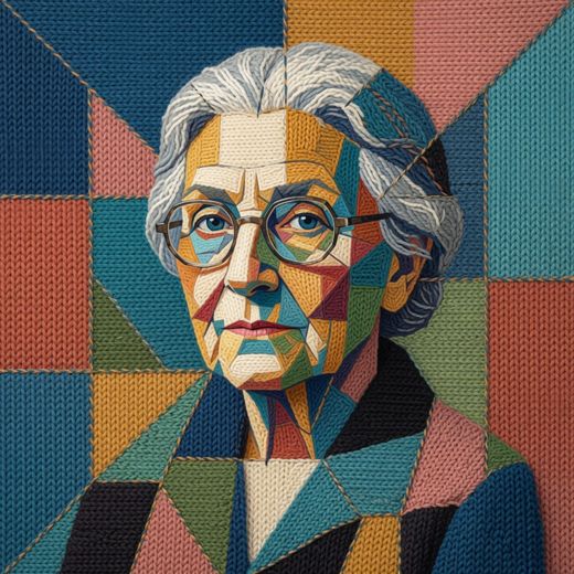 Elderly Woman With Glasses — free Mixed Portrait Studies knitted art print