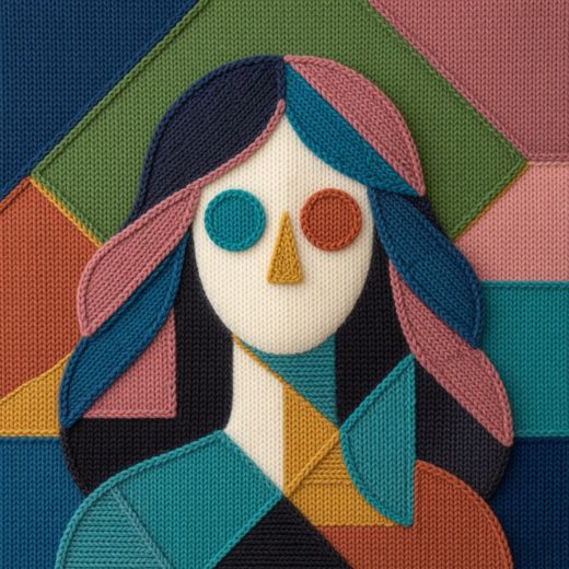 Faceless Woman Portrait — free Mixed Portrait Studies knitted art print