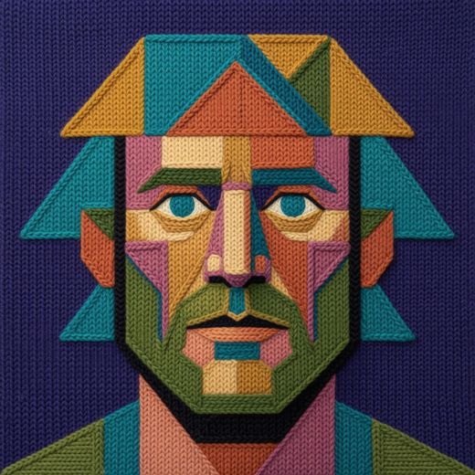Geometric Man Portrait — free Mixed Portrait Studies knitted art print
