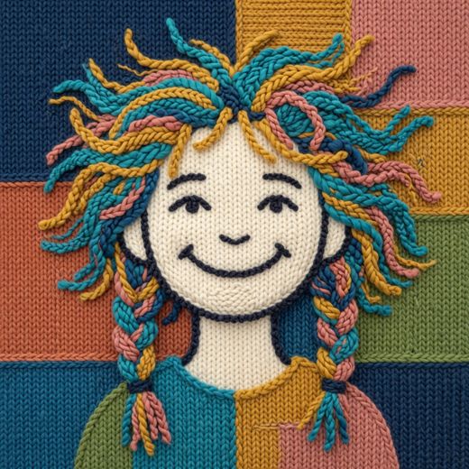 Girl With Rainbow Hair — free Mixed Portrait Studies knitted art print