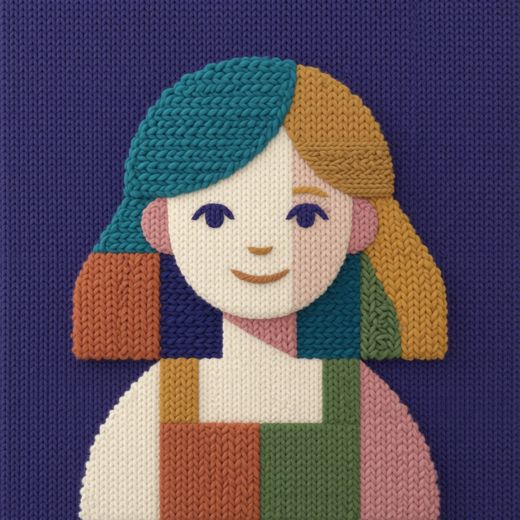 Girl With Two Tone Hair — free Mixed Portrait Studies knitted art print