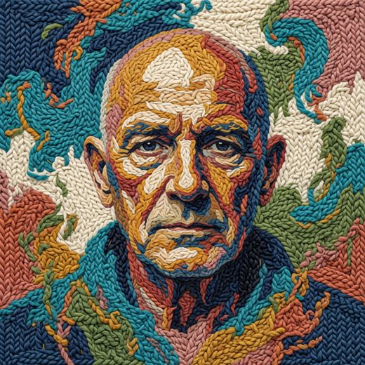 Gray Haired Man Portrait — free Mixed Portrait Studies knitted art print
