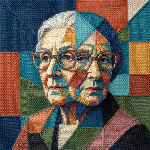 Man With Glasses Double Portrait — free Mixed Portrait Studies knitted art print