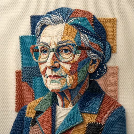 Older Man Portrait — free Mixed Portrait Studies knitted art print