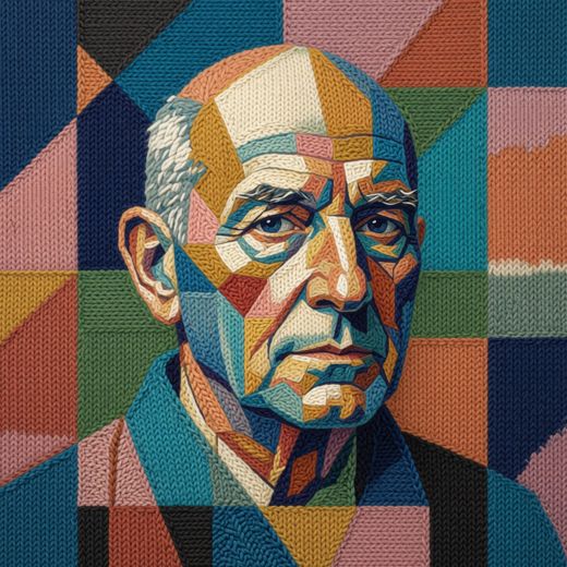 Older Man Portrait — free Mixed Portrait Studies knitted art print