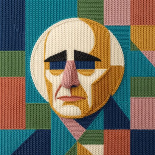 Pale Moon Like Face — free Mixed Portrait Studies knitted art print