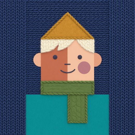 Simple Flat Child Face — free Mixed Portrait Studies knitted art print