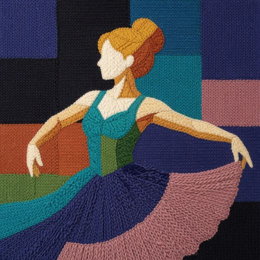 Twirling Ballerina Figure — free Mixed Portrait Studies knitted art print