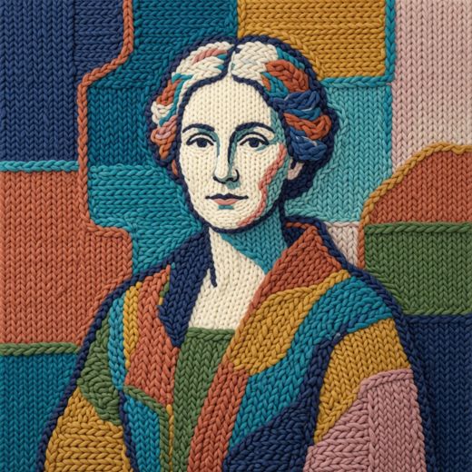 Vintage Woman Portrait — free Mixed Portrait Studies knitted art print