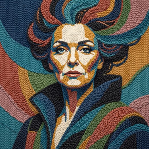 Windswept Hair Woman — free Mixed Portrait Studies knitted art print