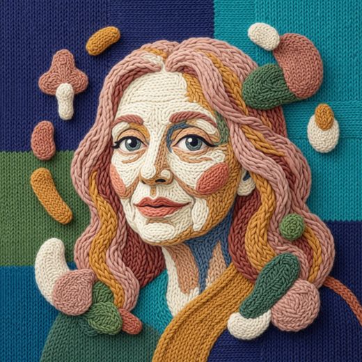 Woman Portrait With Beads — free Mixed Portrait Studies knitted art print
