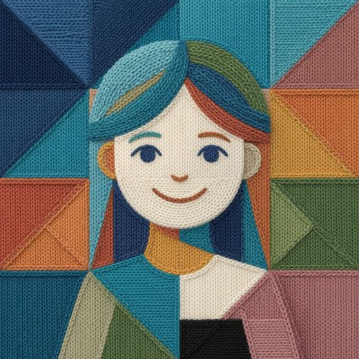 Young Girl Portrait — free Mixed Portrait Studies knitted art print