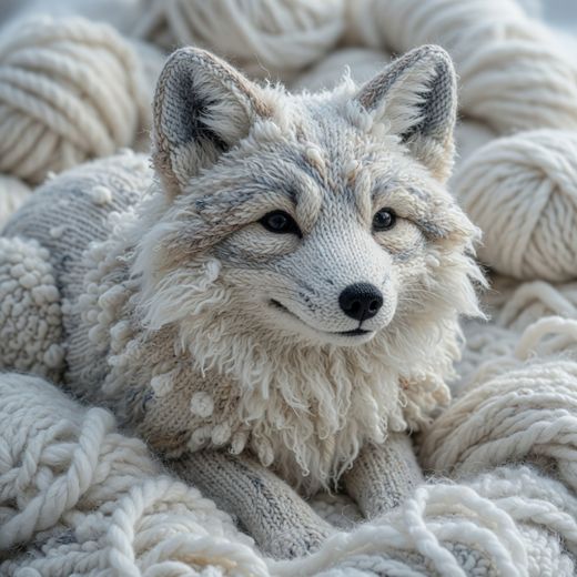Arctic Fox In Wool — free Seasons in Yarn knitted art print