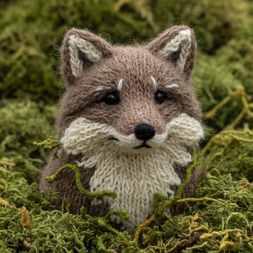 Fox Portrait In Moss — free Seasons in Yarn knitted art print