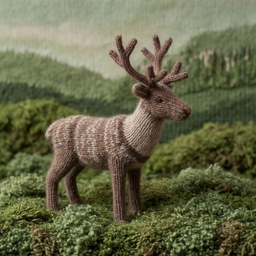 Knitted Reindeer Summer — free Seasons in Yarn knitted art print