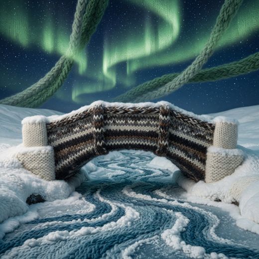 Knit Bridge Aurora — free Seasons in Yarn knitted art print