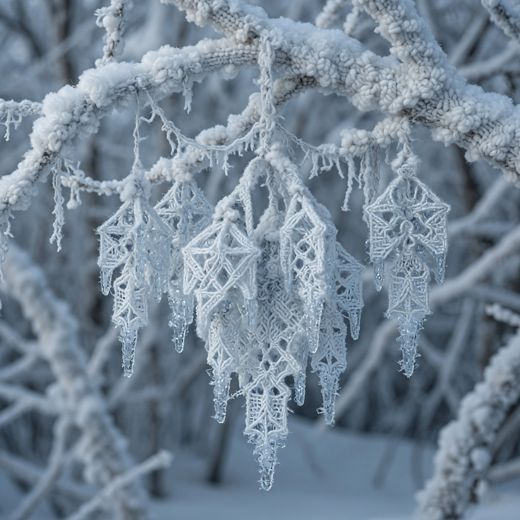 Frosted Winter Branches — free Seasons in Yarn knitted art print