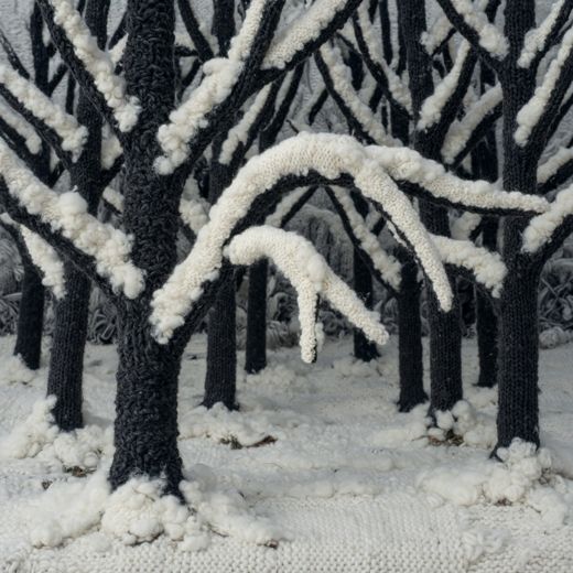 Snowy Forest Trees — free Seasons in Yarn knitted art print