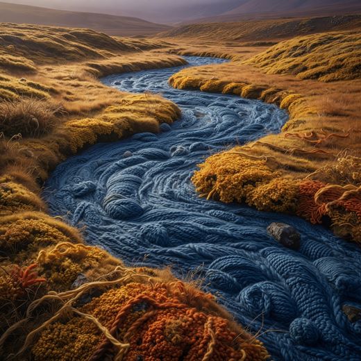 Autumn River Tundra — free Seasons in Yarn knitted art print