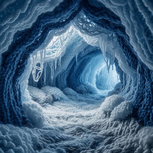 Blue Ice Cave — free Seasons in Yarn knitted art print