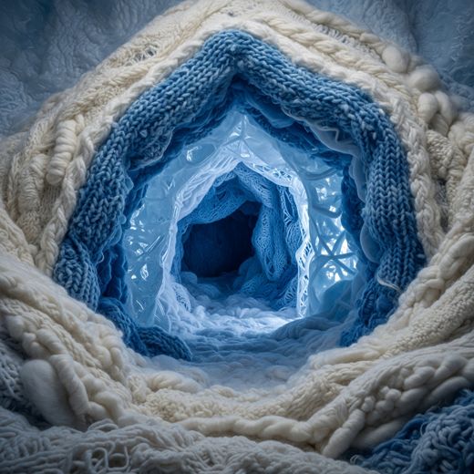 Blue Ice Cave Interior — free Seasons in Yarn knitted art print