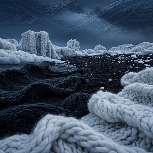 Dark Icy Ocean Waves — free Seasons in Yarn knitted art print