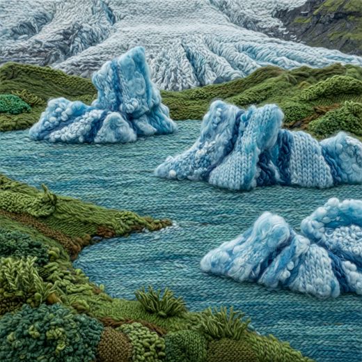Floating Icebergs — free Seasons in Yarn knitted art print
