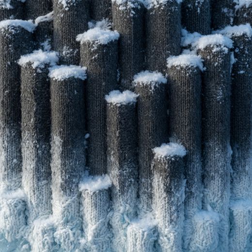 Frosty Basalt Columns — free Seasons in Yarn knitted art print